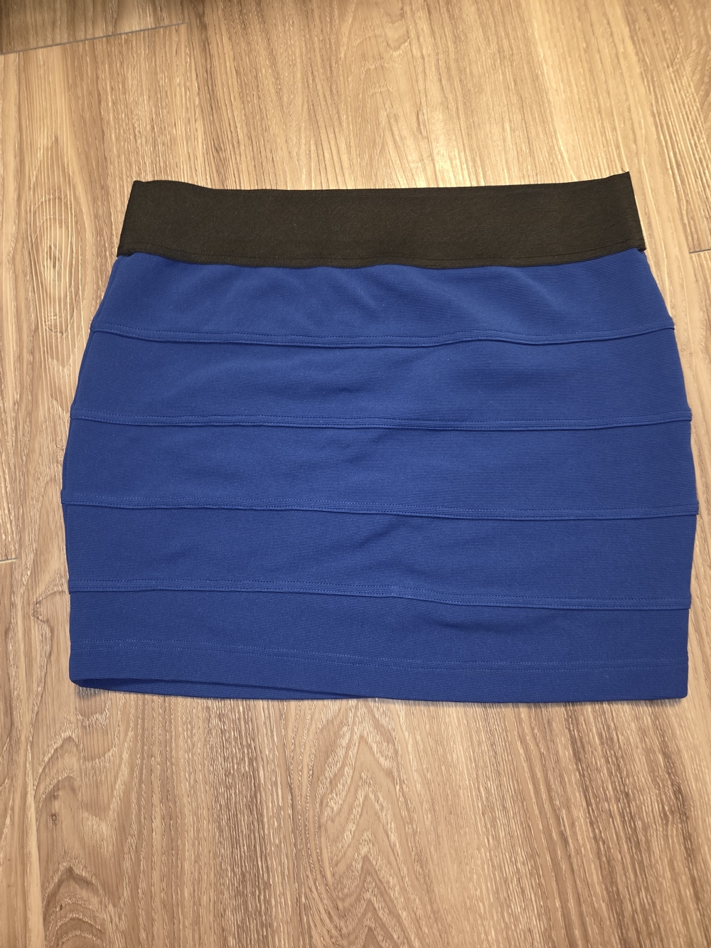 Charlotte Russe Royal Blue Mini Skirt with Black Waistband